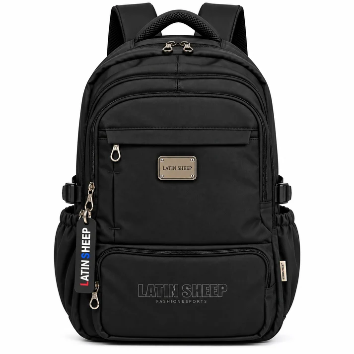LATIN SHEEP Modern Multi-Layered Backpack (Black)