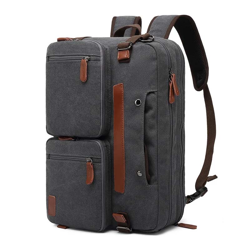 BAOSHA Convertible Durable Canvas Briefcase Backpack (Grey)