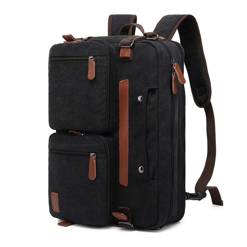 BAOSHA Convertible Durable Canvas Briefcase Backpack (Black)