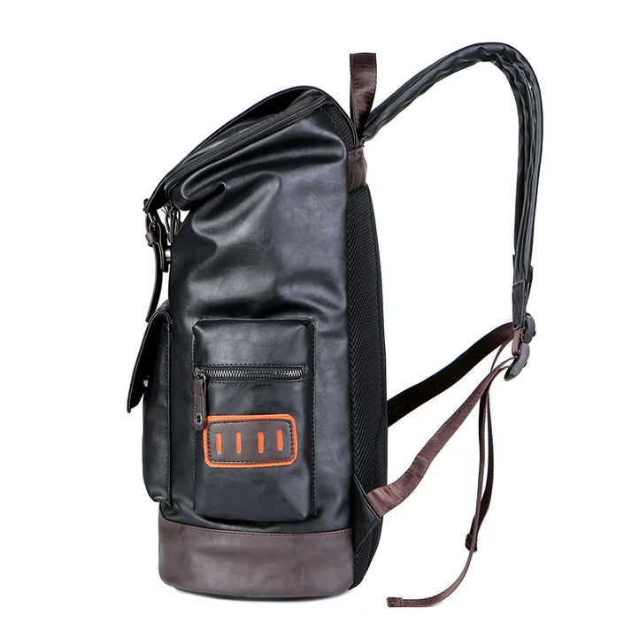 Premium Vintage Leather Dual Strap Flap Over Backpack - Image 6