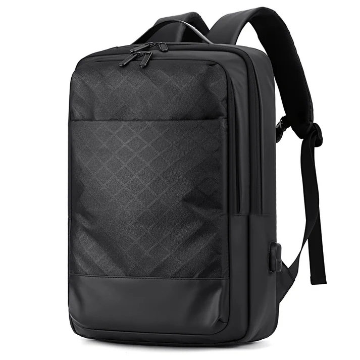 Black Pearl Textured Geometric Premium Backpack