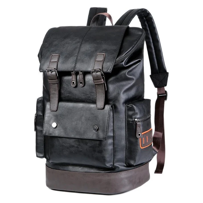 Premium Vintage Leather Dual Strap Flap Over Backpack