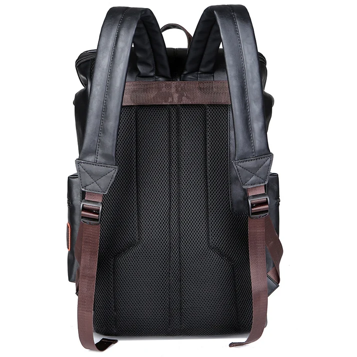 Premium Vintage Leather Dual Strap Flap Over Backpack - Image 7