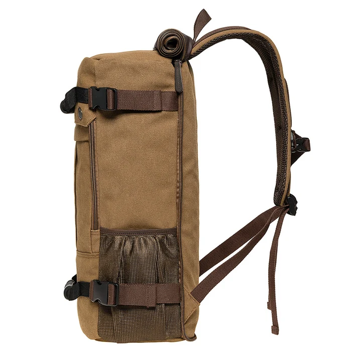 KAUKKO Canvas Travel Backpack Multi-Functional Bag (Black) - Image 2