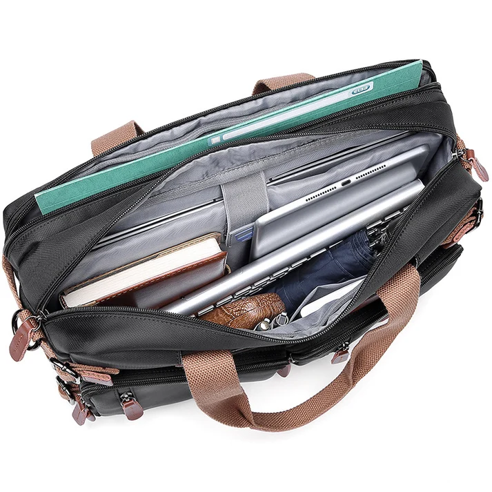 BAOSHA Convertible Durable Canvas Briefcase Backpack (Grey) - Image 5