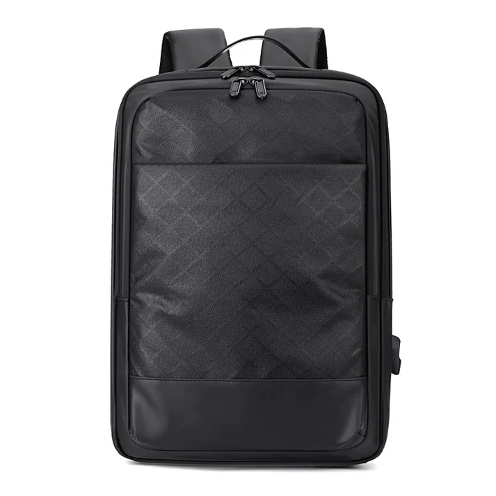 Black Pearl Textured Geometric Premium Backpack - Image 2