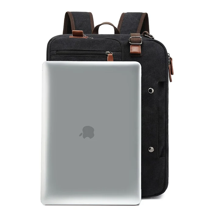 BAOSHA Convertible Durable Canvas Briefcase Backpack (Grey) - Image 3
